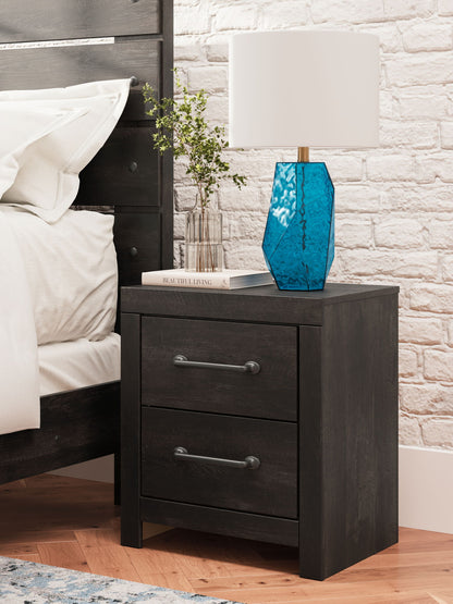 Delmorta - Two Drawer Night Stand - Dark Gray