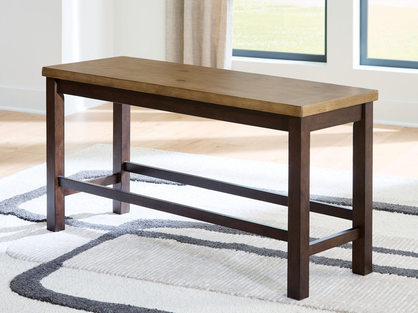 Anixburg - Double Counter Height Bench - Light Brown / Dark Brown