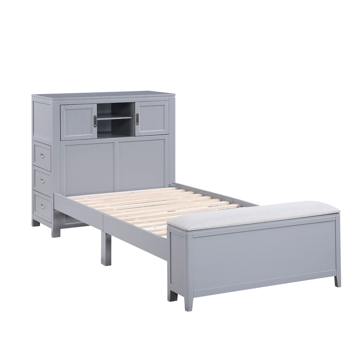 Sloane - Bookcase Bed With Hidden Desk, Stool And Storage Bench
