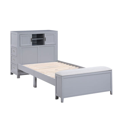 Sloane - Bookcase Bed With Hidden Desk, Stool And Storage Bench