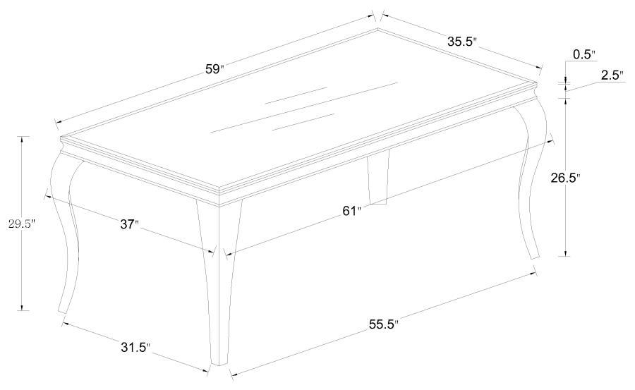 Carone - Rectangular Glass Top Dining Table