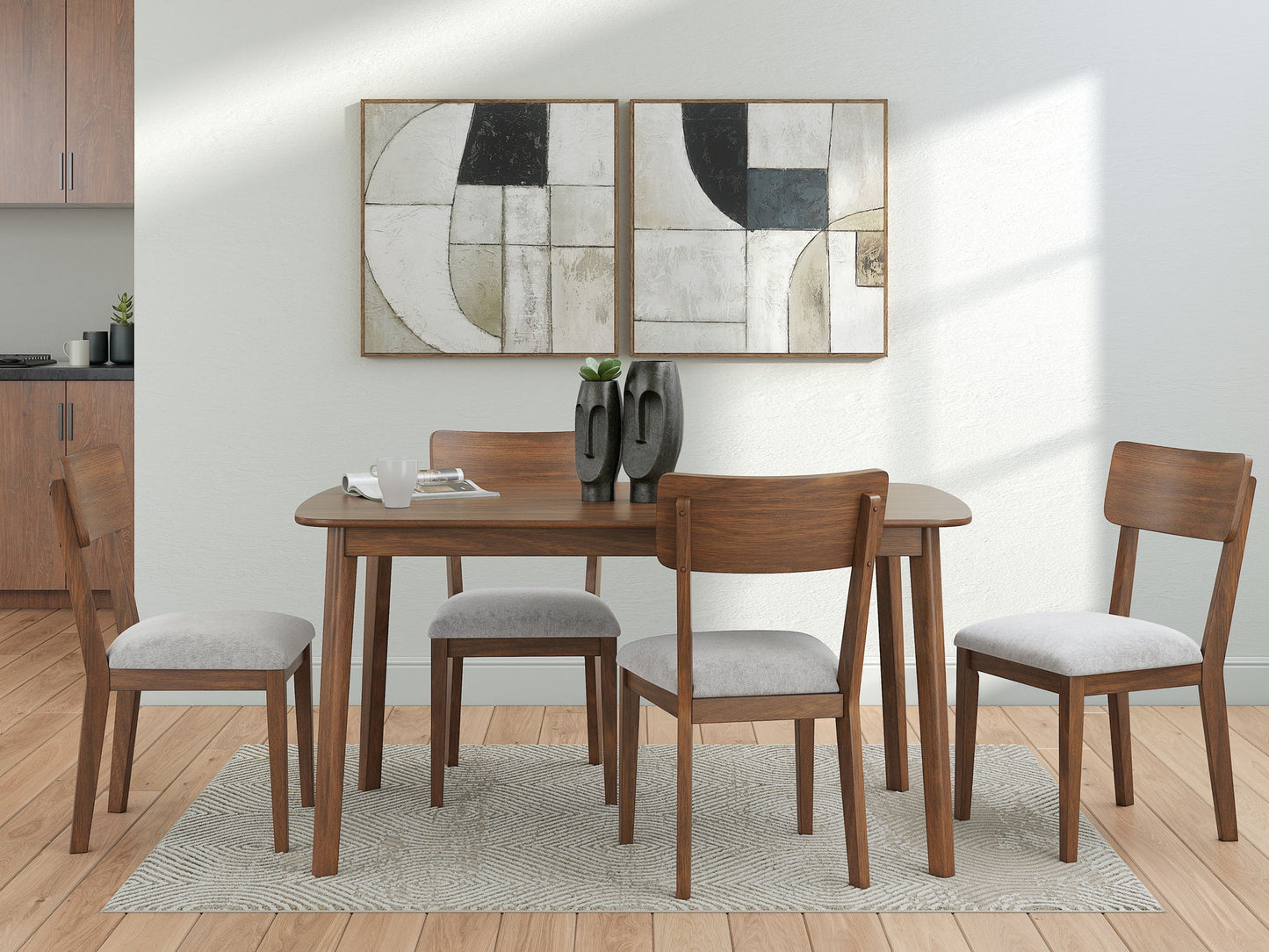 Lyncott - Dining Room Table Set (Set of 5) - Brown