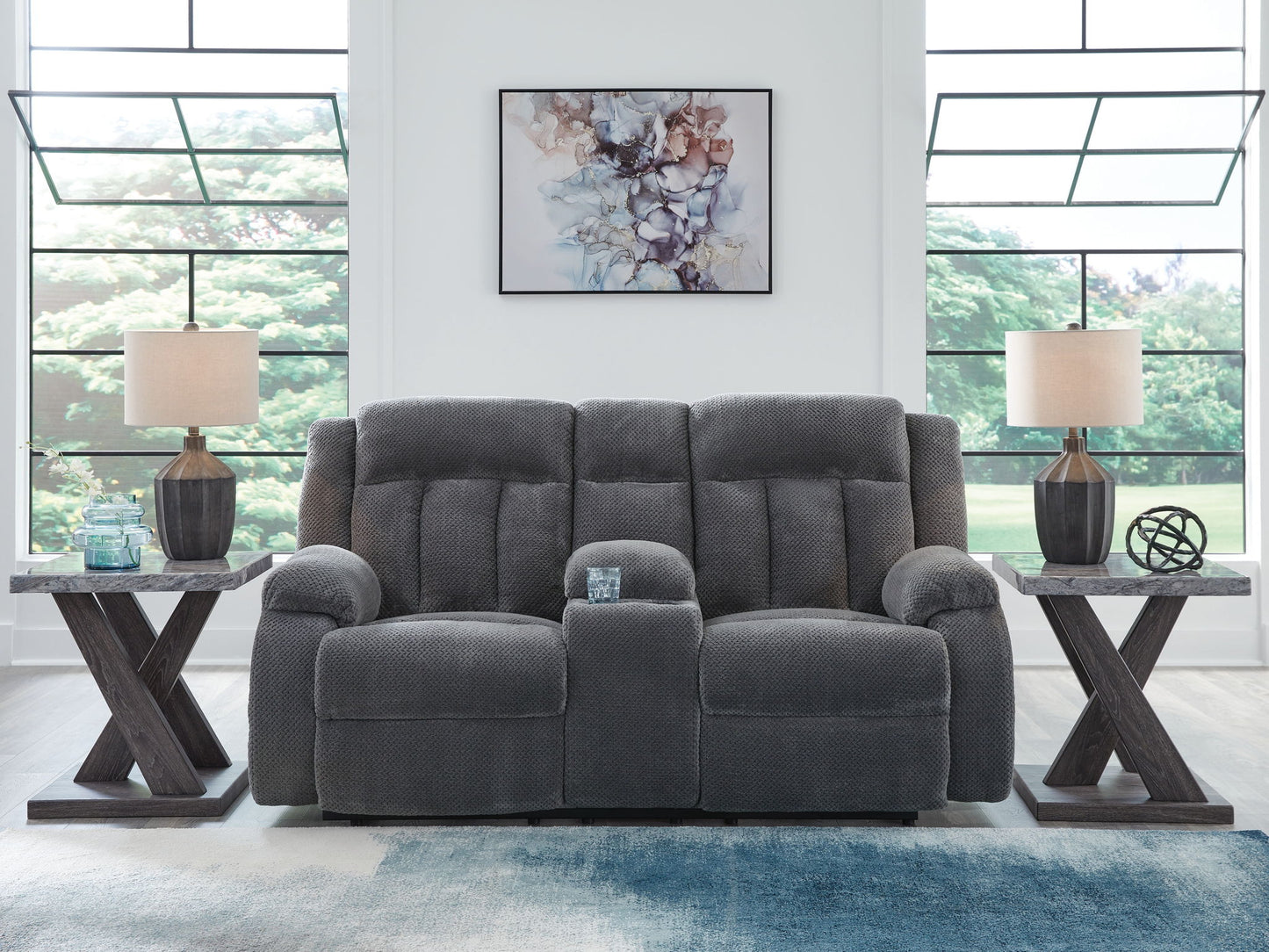 Greely Bend - Double Relcining Power Loveseat With Console
