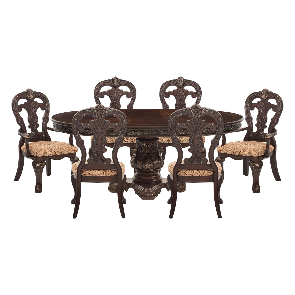 Deryn Park -7 Piece Dining Room Set (Dining Table, 2 Arm Chairs And 4 Side Chairs) - Cherry