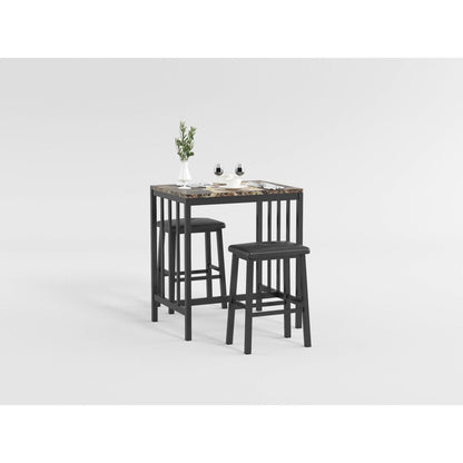 Edgar - 3 Piece Counter Height Set - Black / Brown