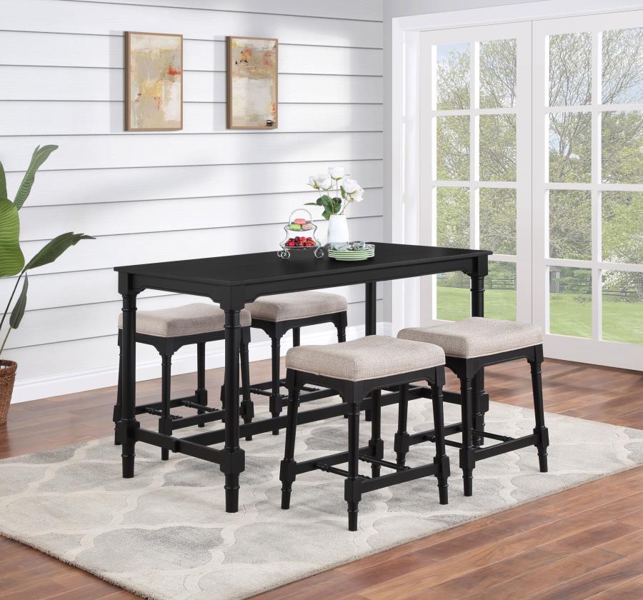 Martina - 5 Piece Rectangular Counter Height Dining Set - Black