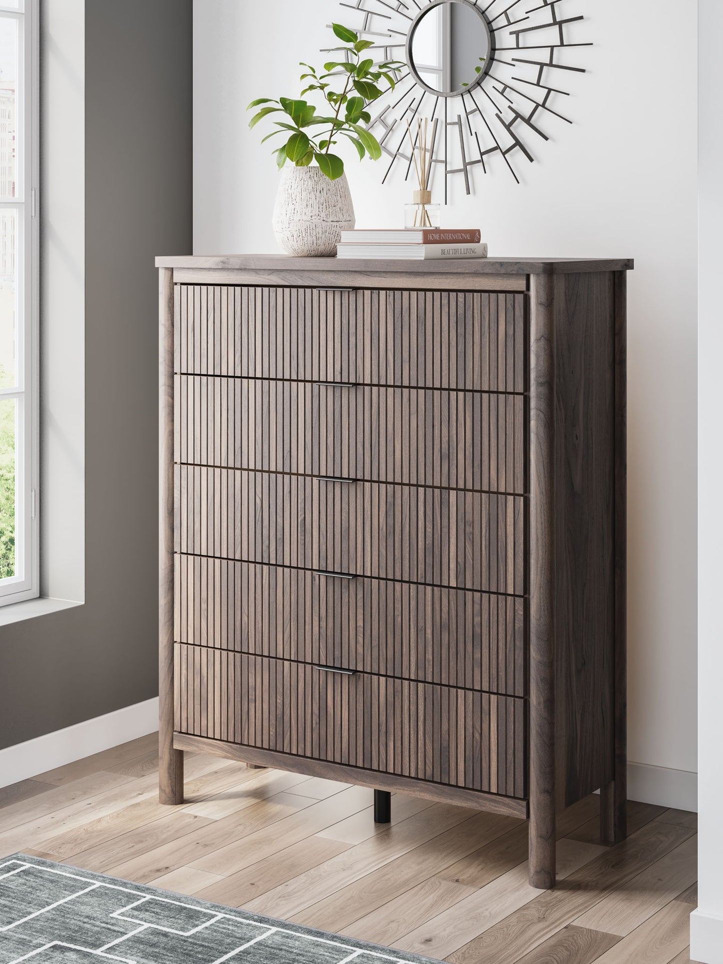 Cadmori - Five Drawer Wide Chest - Brown