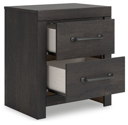 Delmorta - Two Drawer Night Stand - Dark Gray