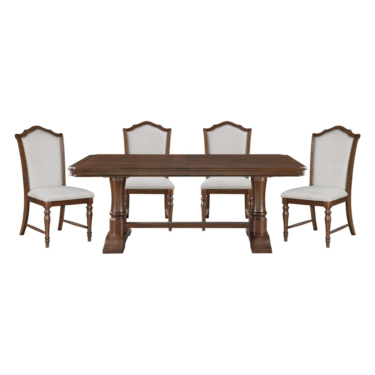 Rexford - 5 Piece Dining Room Set (Table & 4 Side Chairs) - Cherry / Gray