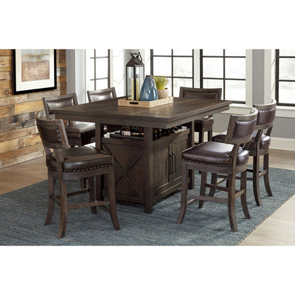 Oxton - Counter Height Table With Storage Base - Brown