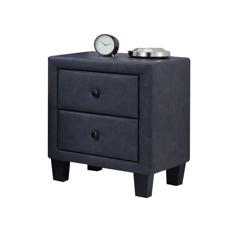 Saveria - Nightstand - 2-Tone Gray PU