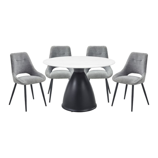 Thea - 5 Piece Dining Room Set (Table & 4 Side Chairs) - Black / Gray