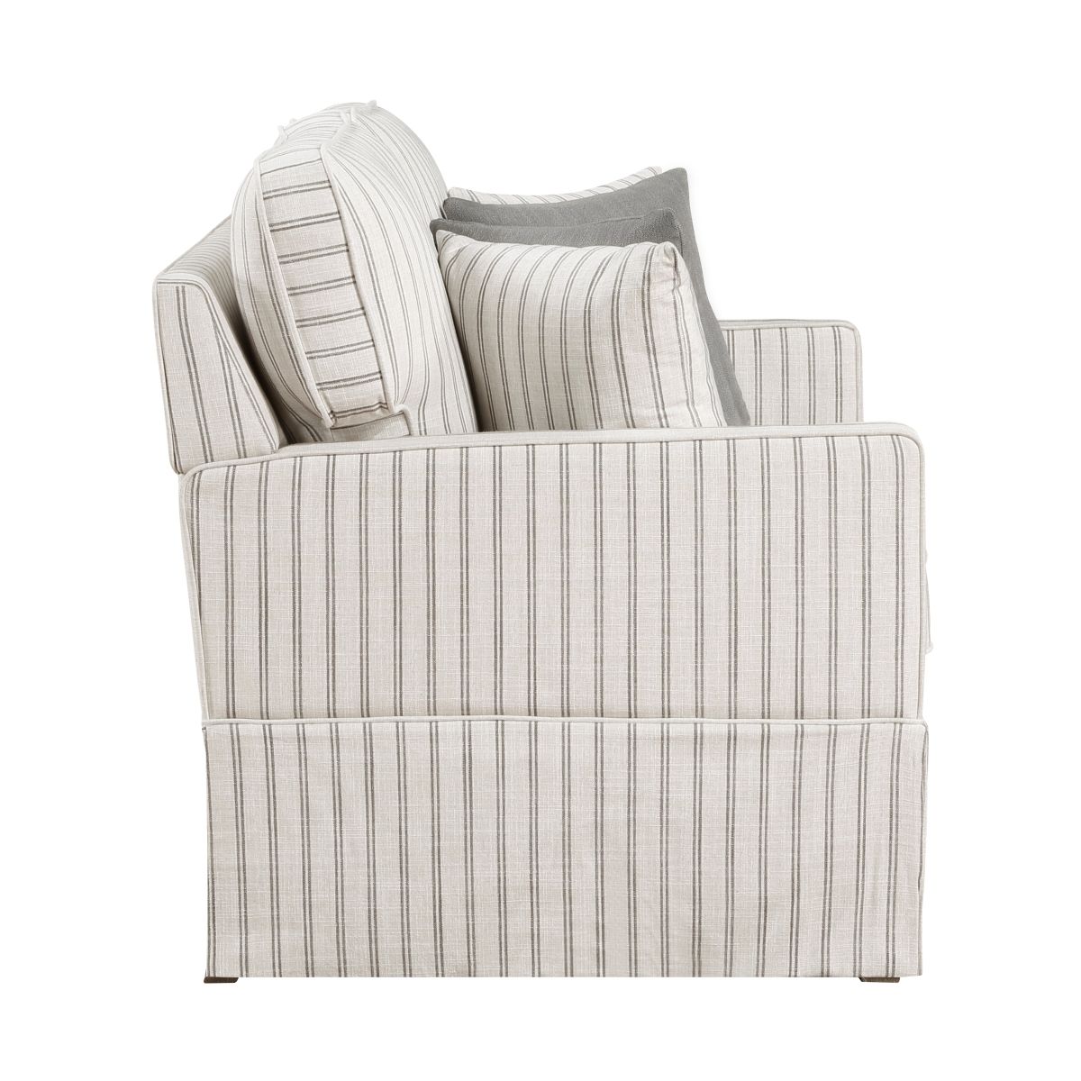 Hampstead - Loveseat - White & Gray Stripe