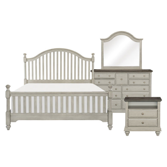 Mossbrook - 4 Piece Set (Queen Bed, Nightstand, Dresser, Mirror) - Gray