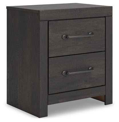 Delmorta - Two Drawer Night Stand - Dark Gray