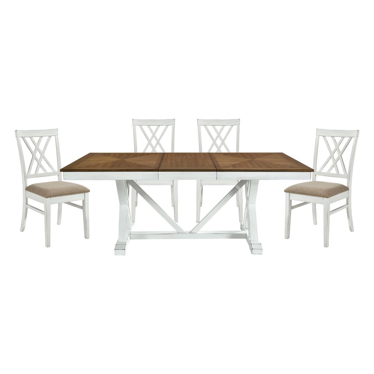 Brunson - 5 Piece Dining Room Set (Table & 4 Side Chairs) - Oak / White