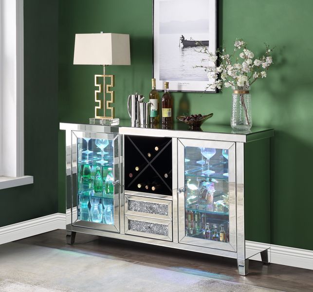 Noralie - Wine Cabinet - Mirrored & Faux Diamonds - 36"