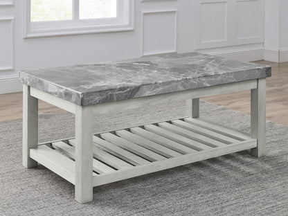 Canova - Gray Marble Top Coffee Table - White