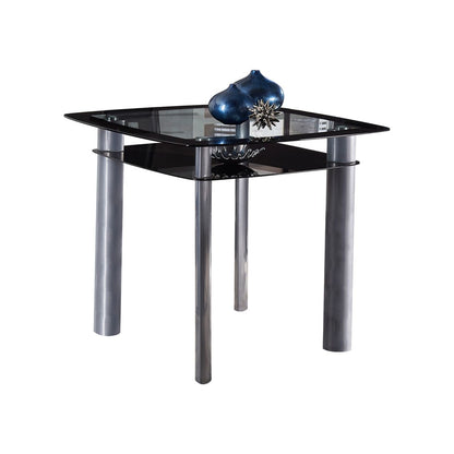 Sona - Counter Height Table With Glass Top - Black / Silver