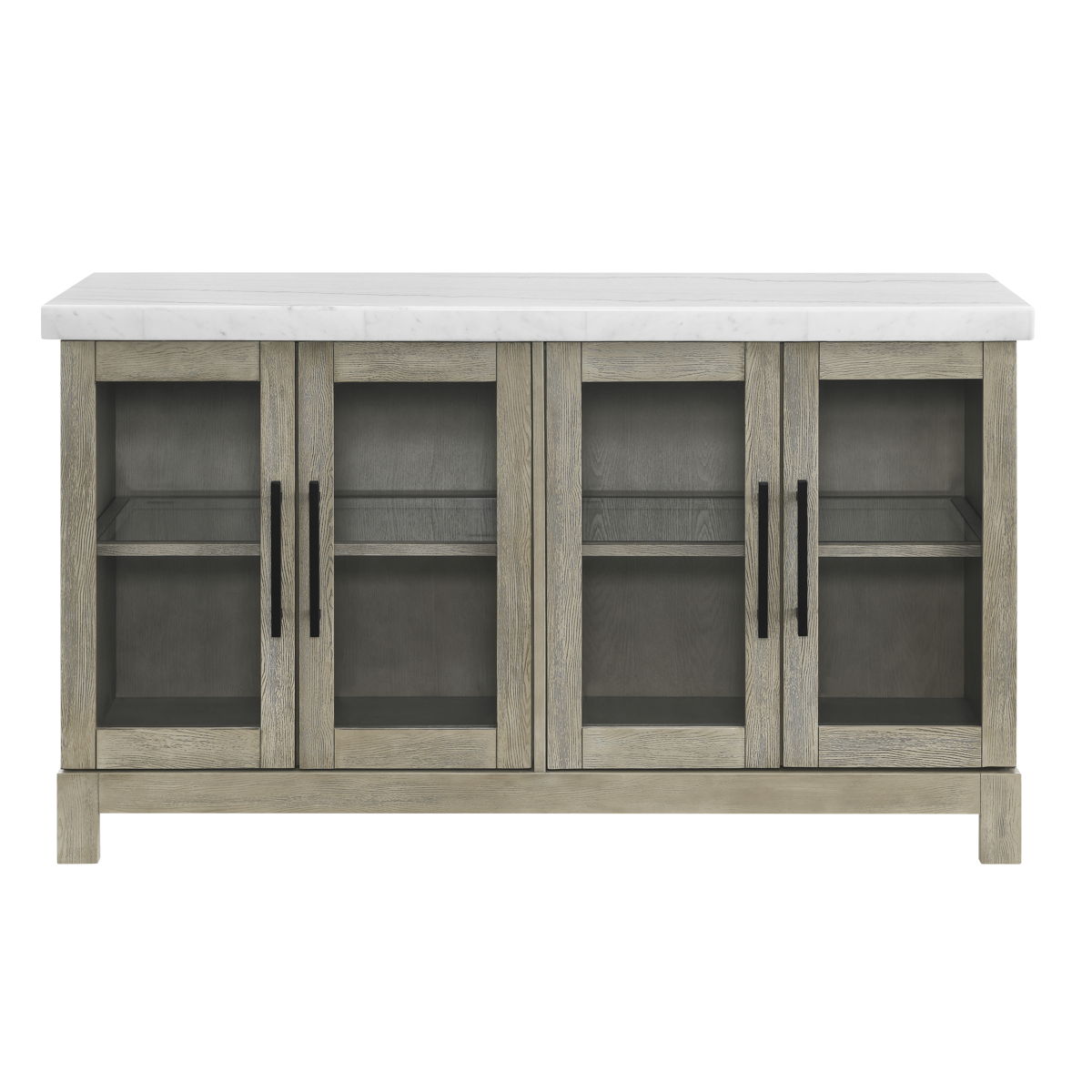 Csrena - Lighted White Marble Sideboard - Brown