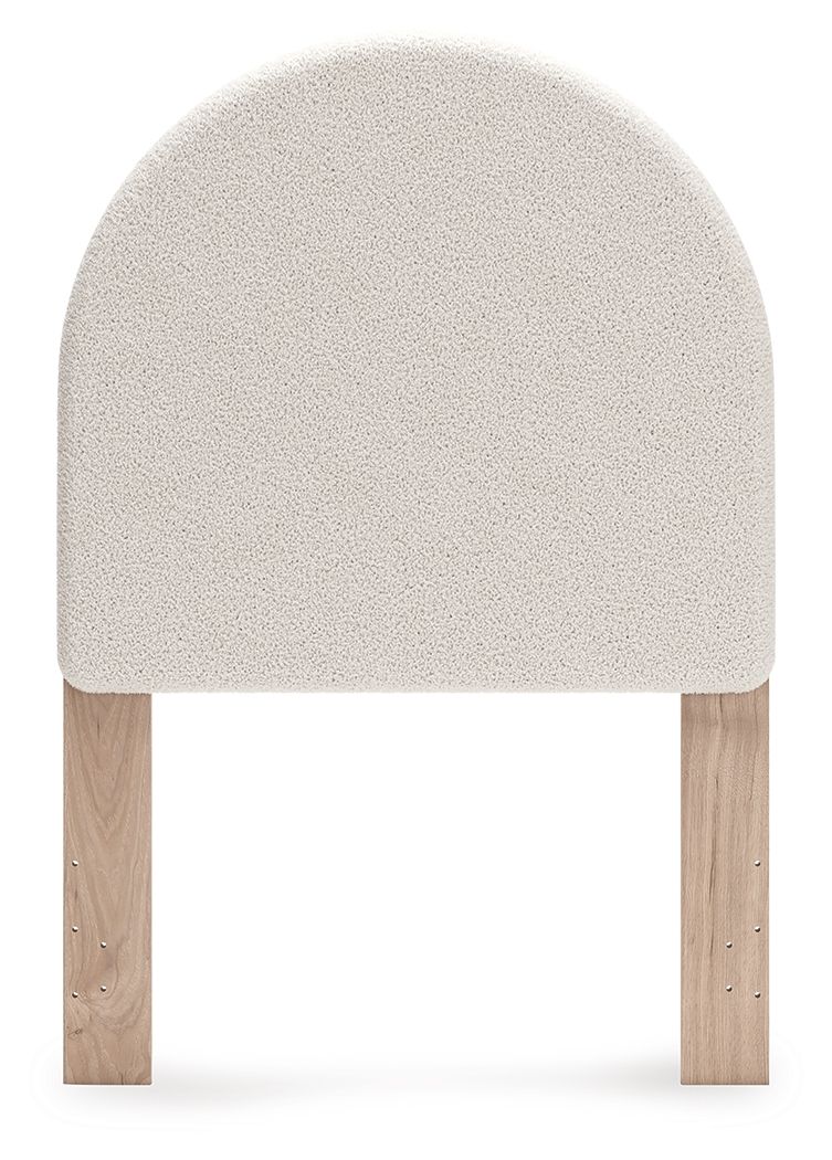 Shapella - Twin Upholstered Panel Headboard - White / Tan