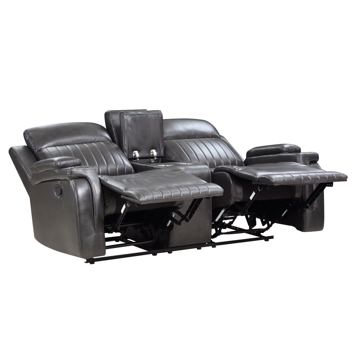 Broomfield - Double Reclining Loveseat With Center Console - Dark Gray