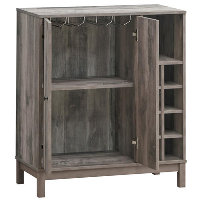 Cheyenne - 2-Door Wine Cabinet With Stemware Rack - Weathered Acacia