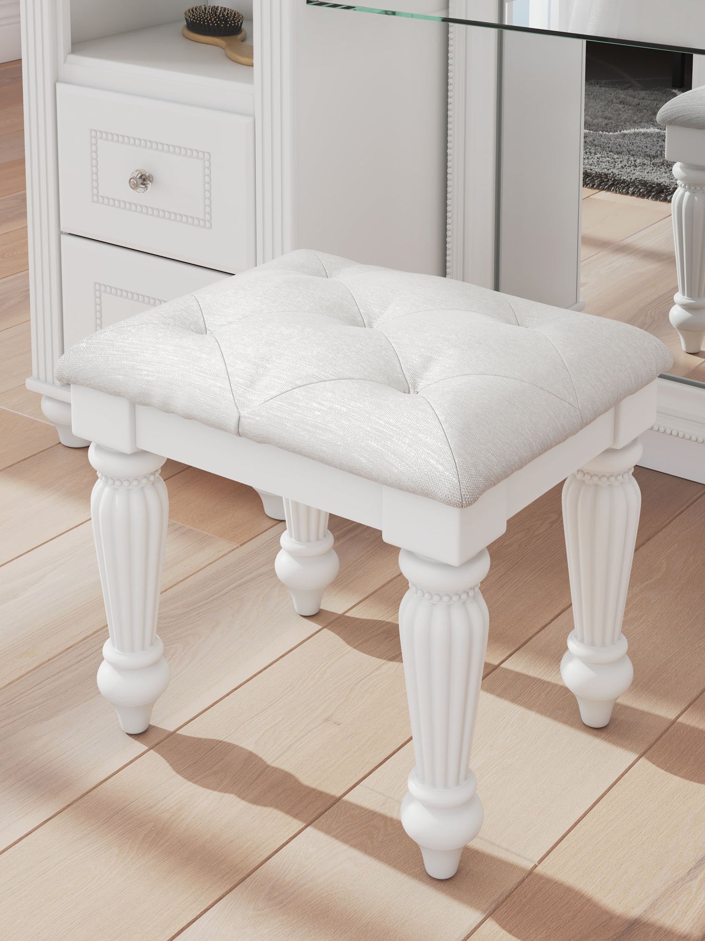 Maylilly - Vanity Upholstered Stool - White