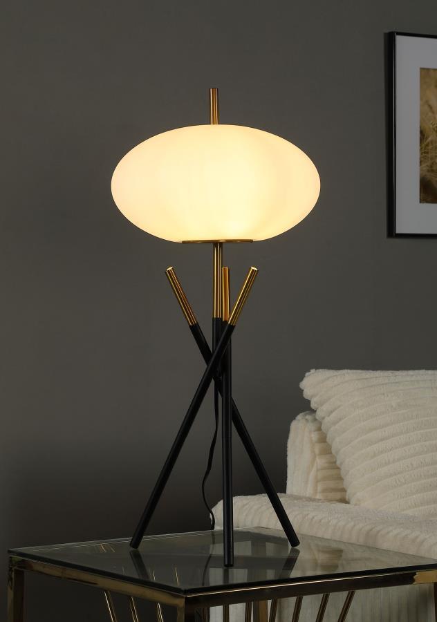 Layton - White Orb Shade Tripod Table Lamp - Black