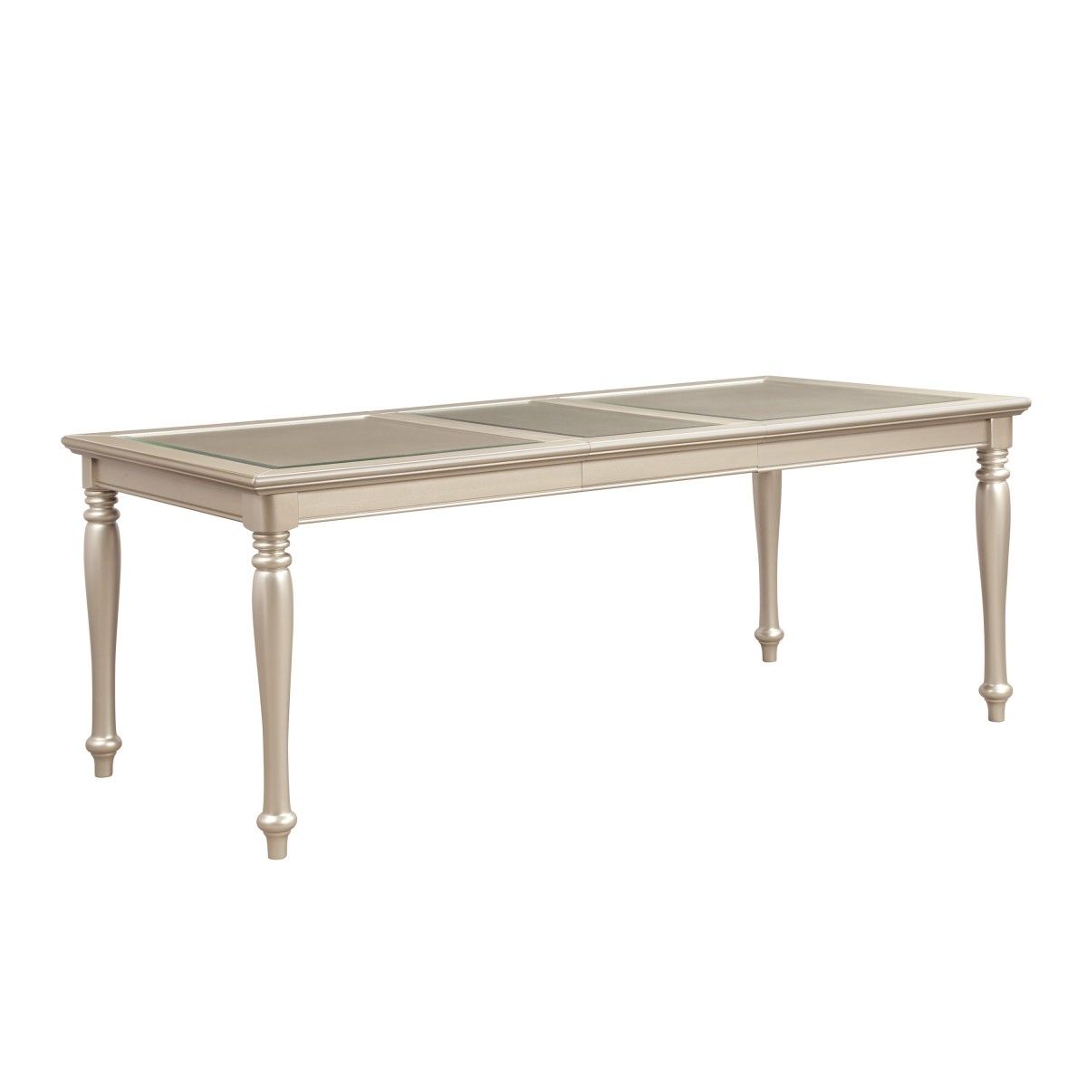 Celandine - Dining Table With Glass Insert - Gold / Silver / Champagne