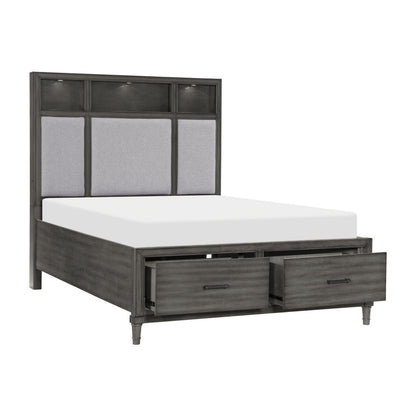 Wittenberry - 4 Piece Set (Queen Bed, Nightstand, Dresser, Mirror) - Dark Gray / Pebble