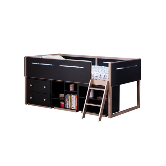 Prescott - Bookshelf - Black & Rose-Gold