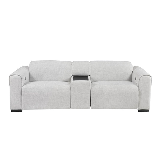 McPherson - Power Double Reclining Loveseat With Center Console And Power Headrests, Charging Ports - Cloud
