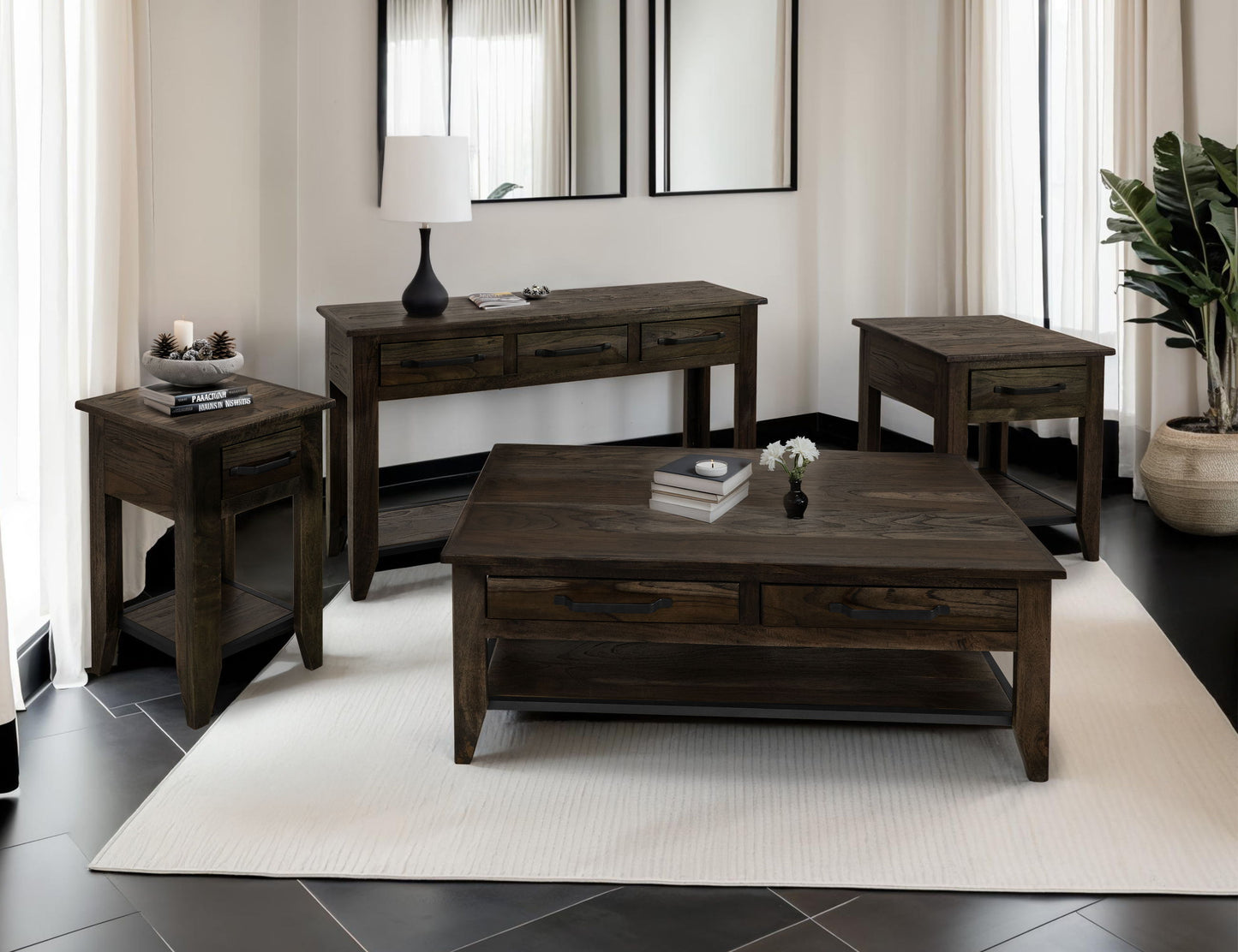 Teak - Sofa Table - Oil Black