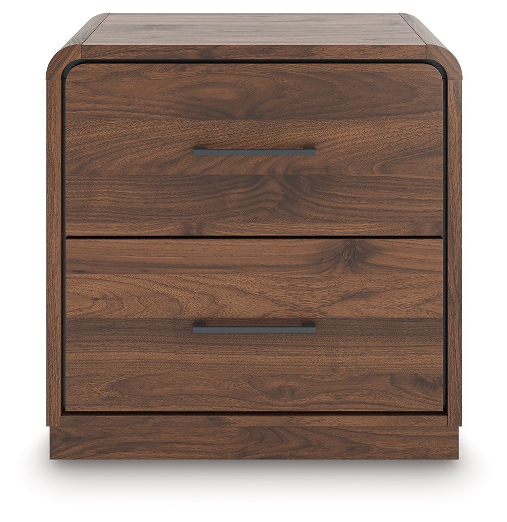 Hollinaze - Two Drawer Night Stand - Walnut Brown