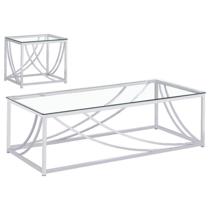 Lille - 2 Piece Glass Top Coffee And End Table Set - Chrome