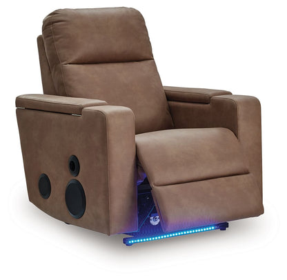 Flinlock - Glider Power Recliner With Audio System - Caramel