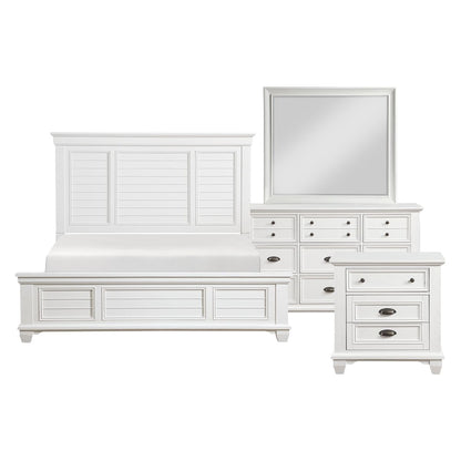 Mackinac - 4 Piece Bedroom Set (Queen Bed, Nightstand, Dresser, Mirror) - White