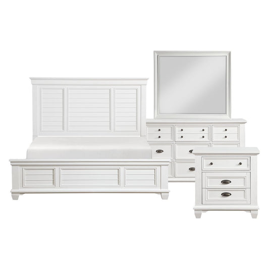 Mackinac - 4 Piece Bedroom Set (Queen Bed, Nightstand, Dresser, Mirror) - White