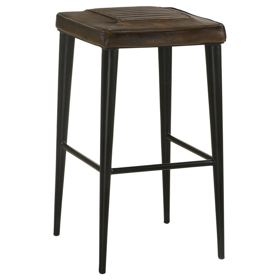 Alvaro - Leather Upholstered Backless Bar Stool (Set of 2)