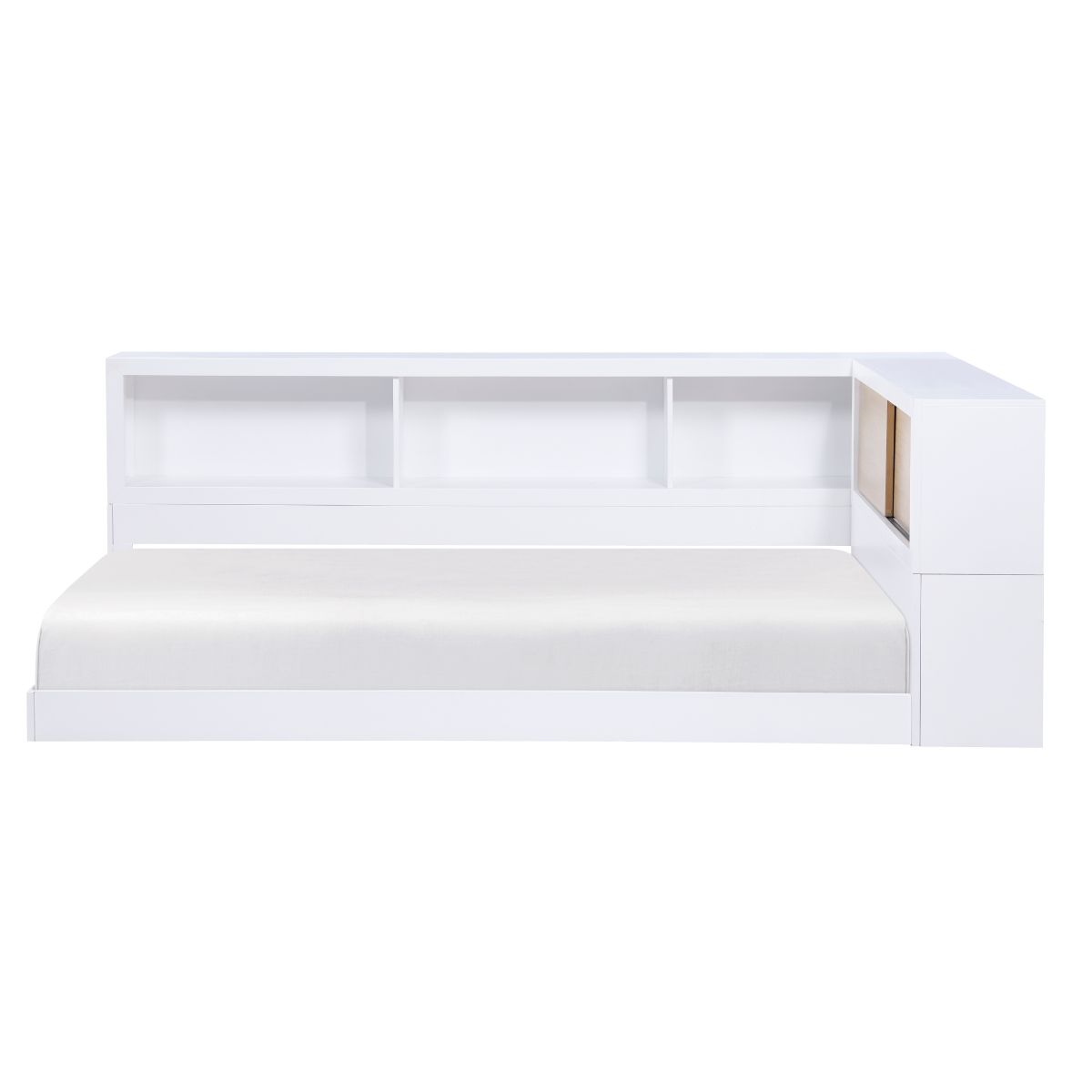 Asker - Twin Bookcase Corner Bed - White
