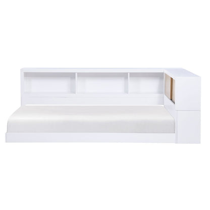 Asker - Twin Bookcase Corner Bed - White