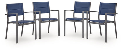 Point Bonita - Sling Arm Chair (Set of 4) - Blue / Gray