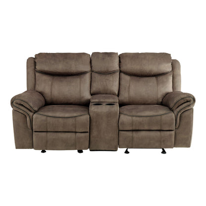 Aram - Double Glider Reclining Loveseat With Center Console, Receptacles And USB Ports