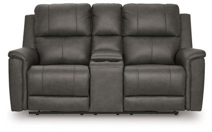 Beryton - Power Reclining Loveseat With Console / Adjustable Headrest