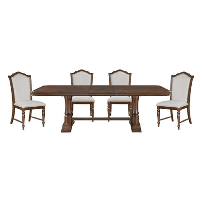Rexford - 5 Piece Dining Room Set (Table & 4 Side Chairs) - Cherry / Gray