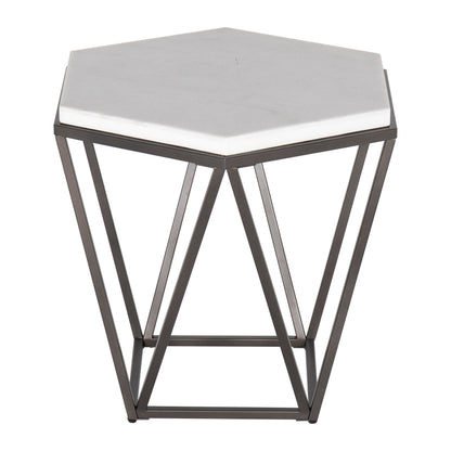 Corvus - End Table With Marble Top Hexagon - White