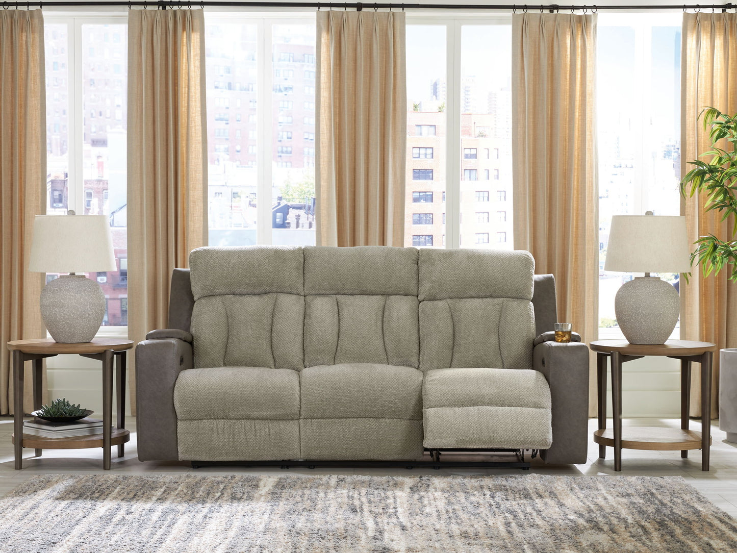 Stately Check - Reclining Sofa Set