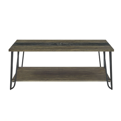 Harper - Cocktail Table With Sintered Stone Inlay - Brown