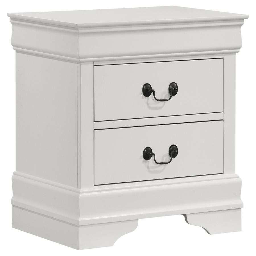 Louis Philippe - 2 Drawers Nightstand Bedside Table - White